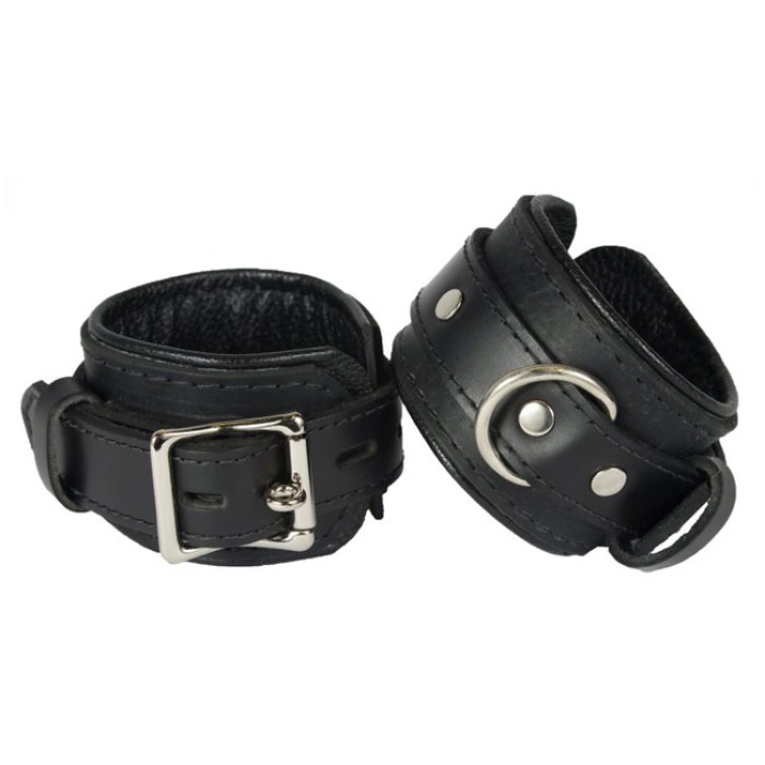 Black Leather Restraints Wrist Cuffs